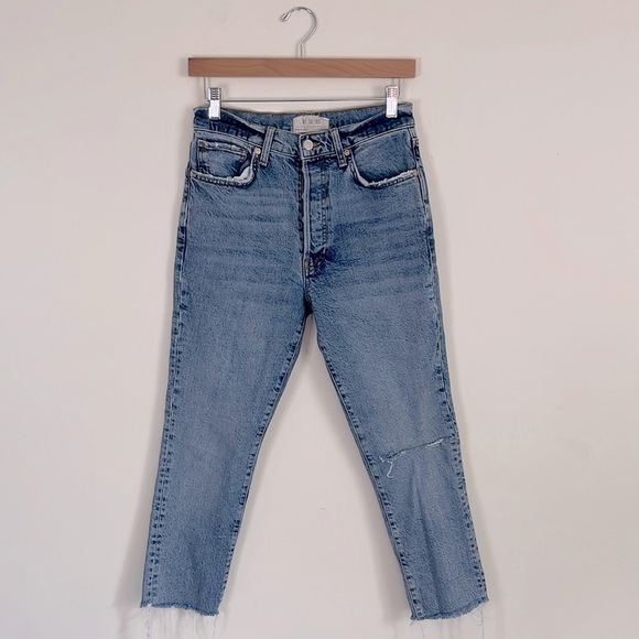 Free People Button Fly Distressed Raw Hem Jeans - Picture 1 of 7